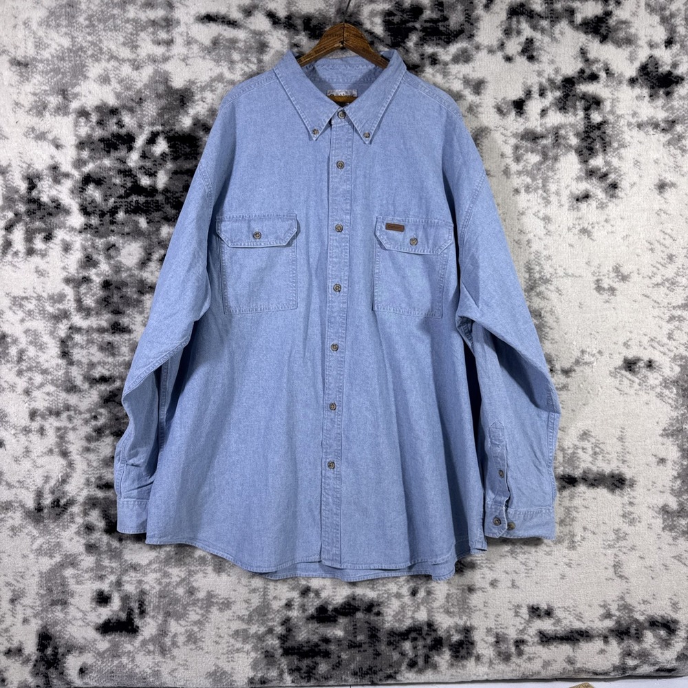Carhartt Chambray Denim Shirt Mens Size 3XL Light Wash Workwear Baggy Streetwear